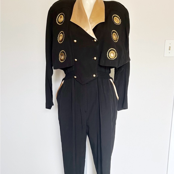 Vintage Statement piece Joseph Ribkoff gold metal detailing jumpsuit - Picture 1 of 6